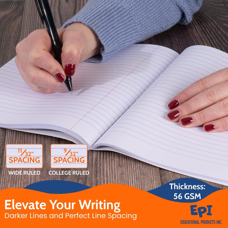 EPI Marble Hardcover Wide Ruled Composition Notebook | 200 Pages (100 Sheets), 9.75 x 7.5 in, Sturdy Sewn Binding | School, Office, Journaling, Notes - 12 Pack - Image 4